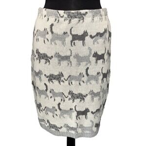 NEW Green 3 Cats Featherweight Knit Pencil Skirt‎ Size Med Gray Preppy USA MADE
